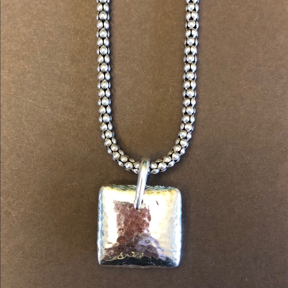 Silpada S1118 Square Pillow Sterling Silver Pendant Popcorn Necklace N1106 - Picture 2 of 15